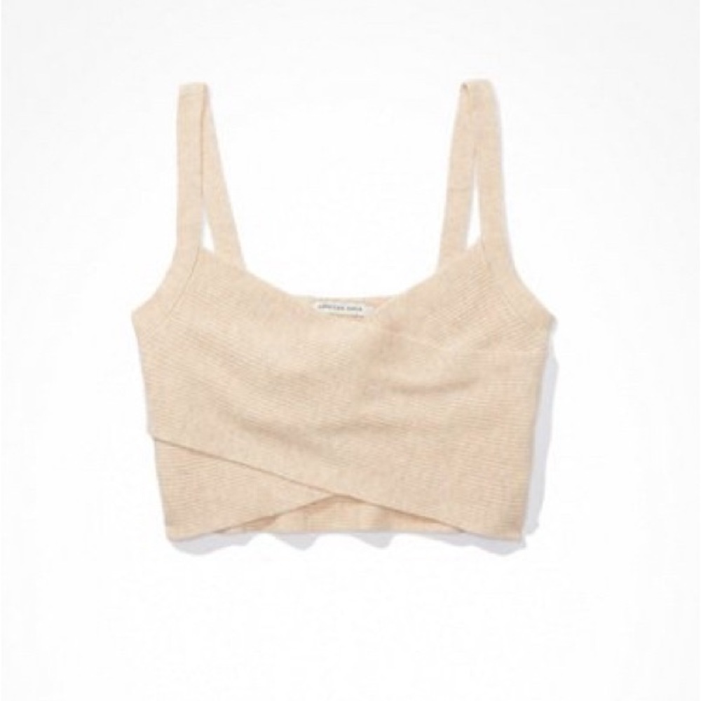American Eagle Crossover Sweater Cami Cropped Top Color Cream Size Small